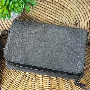 Kipling Crossbody Bag Leather Metallic Gray